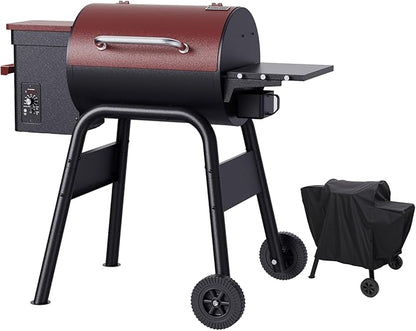 Jocoevol Wood Pellet Grill Smoker for Outdoor Cooking, 456 SQ. IN Cook Area Electric Pellet Grill with Auto Feed & PID Temperature Control 180-425°F, 6-in-1 BBQ Grill & Rain Cover for Backyard