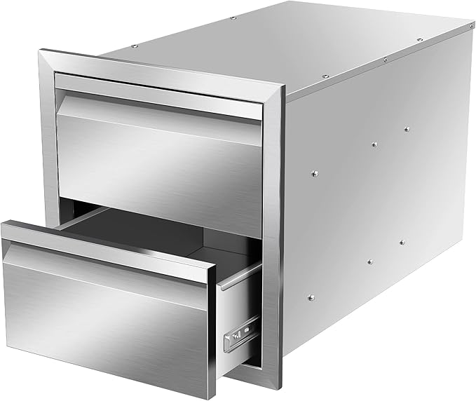 Outdoor Kitchen Drawer 14 x 15 x 23 inch Flush Mount BBQ Layer Drawer, Durable Stainless Steel Kitchen Drawer Outdoor Kitchen Access Drawer for BBQ Island Patio