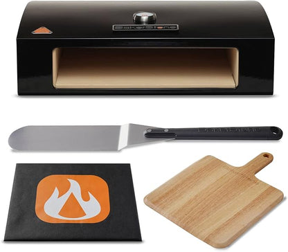 BakerStone Outdoor Pizza Oven, Propane Gas Pizza Oven for Grill 5-Sided Stone Baking Chamber, Portable Pizza Oven Box Kit with Wood Pizza Peel, Turning Peel, Dust Cover, Original Series