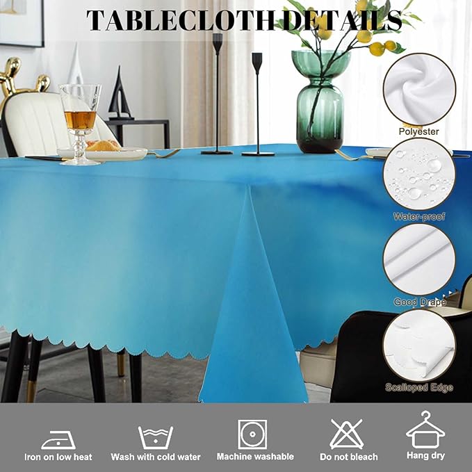 Swono Sea Turtle Table Cloth Rectangle Tables Blue Ocean Sea Turtle with Light Rays Kitchen Table Cover Oblong 52"X70" Tablecloth for Dining Table Buffet Parties Patio and Camping