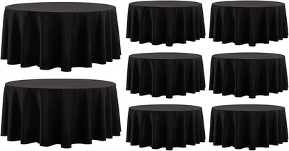 8 Pack Black Round Tablecloths 108 Inch for Dining Tables | Washable Decorative Linen Polyester Table Cover for Banquets Buffets Parties and Weddings