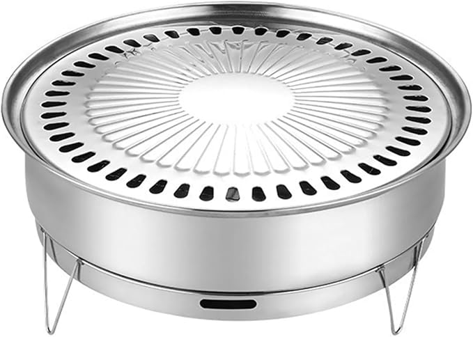 Stainless Steel Charcoal Grilling Oven Outdoor Home Kitchen Garden Camping Rotisserie Carbon Grill Pan(Stainless)