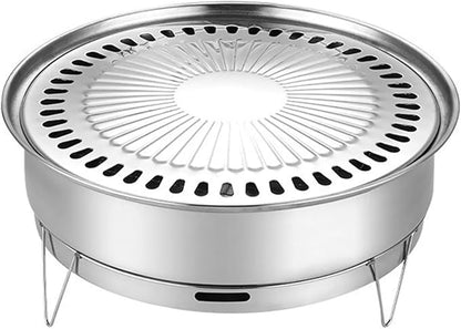 Stainless Steel Charcoal Grilling Oven Outdoor Home Kitchen Garden Camping Rotisserie Carbon Grill Pan(Stainless)