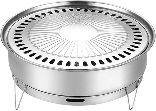 Stainless Steel Charcoal Grilling Oven Outdoor Home Kitchen Garden Camping Rotisserie Carbon Grill Pan(Stainless)