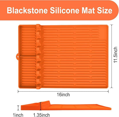 Silicone Grill Mat for Blackstone, Silicone Griddle Tools Mat, Spatula Mat with Drip Pad, Side Shelf Mattress for Outdoor Grill Kitchen Countertop, Backstone Griddle Accessories