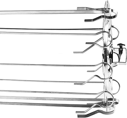 Stainless Steel Rotisserie Skewers, 10 Piece Oven Rotisserie Kit with Detachable Skewers and Plates Food Grade for BBQ Grilling Kebabs Chicken Vegetables