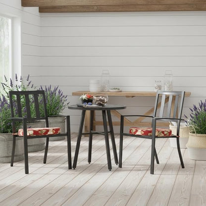 Set of 2 Outdoor 18 inch Round Patio Dining Chair Pads – Comfortable Fiber-Filled Seat Cushions with Ties, Reversible Polyester Fabric - Roma Floral