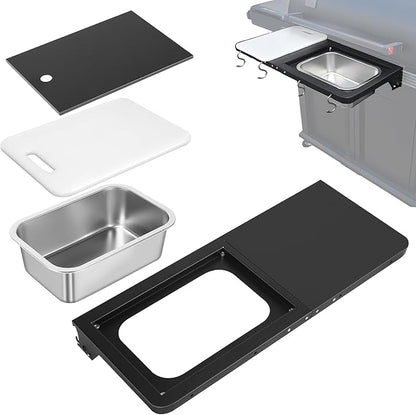 Uniflasy Folding Front Shelf for Traeger Woodridge & Woodridge Pro Elite, for Traeger Ironwood & Ironwood XL Pellet Grill 28" BBQ Prep Table with Cutting Board Grill Accessories for Traeger Smoker
