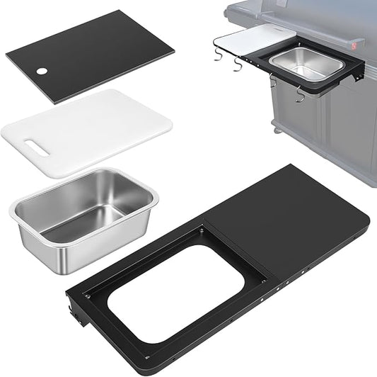 Uniflasy Folding Front Shelf for Traeger Woodridge & Woodridge Pro Elite, for Traeger Ironwood & Ironwood XL Pellet Grill 28" BBQ Prep Table with Cutting Board Grill Accessories for Traeger Smoker