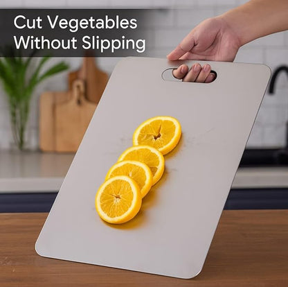 Titanium Cutting Board 13.4x9 Inch – 100% Pure Titanium Kitchen Board, Non-Slip Surface, Dishwasher Safe, Scratch Resistant, Lightweight, Chef Cutting Board for Meat, Vegetables, Fruits, Easy Clean
