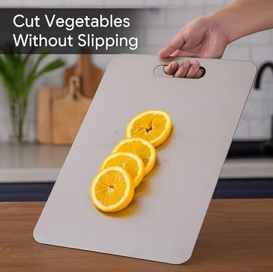 Titanium Cutting Board 13.4x9 Inch – 100% Pure Titanium Kitchen Board, Non-Slip Surface, Dishwasher Safe, Scratch Resistant, Lightweight, Chef Cutting Board for Meat, Vegetables, Fruits, Easy Clean
