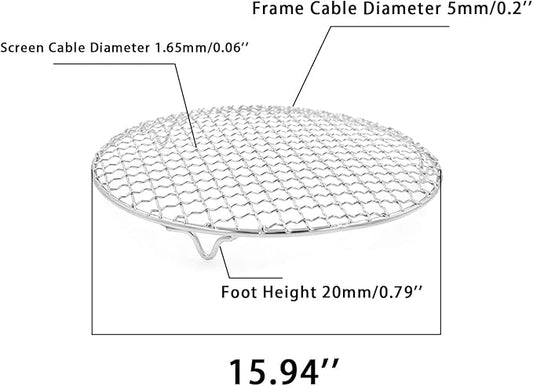 Barbecue Grill Net,BBQ Net for Grilling,Multi-Purpose SUS304 BBQ Grill Mesh, Round Barbecue Wire Rack,BBQ Grate/Steam Mesh for Outdoor Barbeque Camping Charbroil Backyards