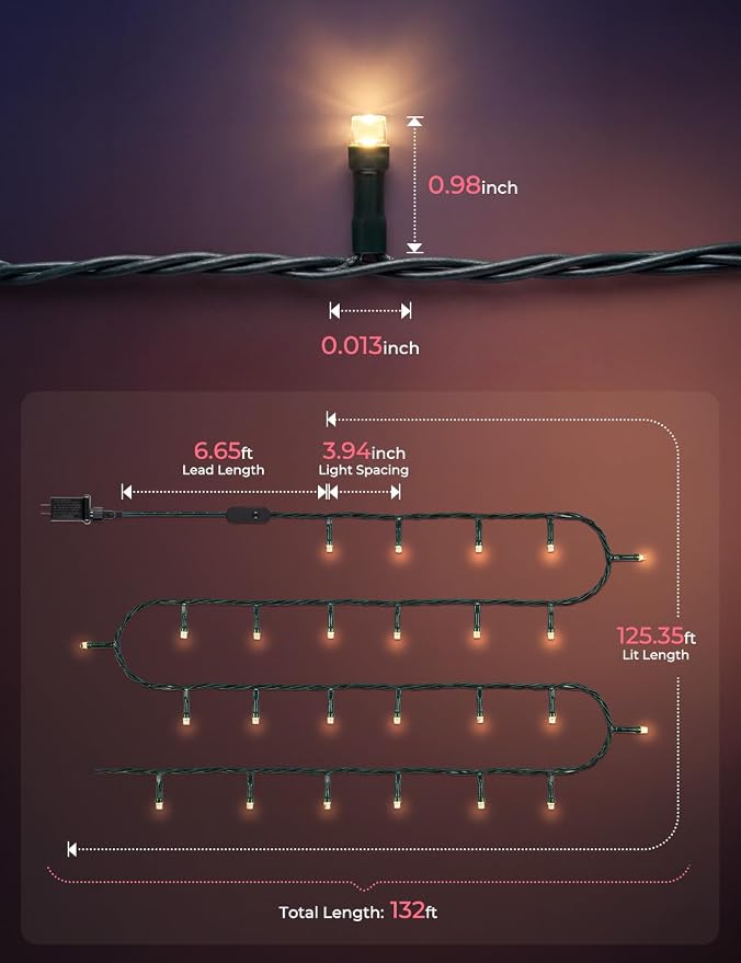 Minetom 132ft 400LED Smart Color Changing Christmas Halloween Tree Lights | LED RGB Outdoor String Twinkle Lights, 16 Milion Adjustable Colors Smart Fairy Lights with App & Timer for Xmas Tree Party
