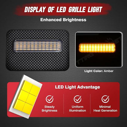 4 LED Grille Lights with Wire Harness and Fuse, LED Front Grill Light, Compatible with Toyota Tacoma SR/SR5 2024-2026, 1 Set (Clear Cover)