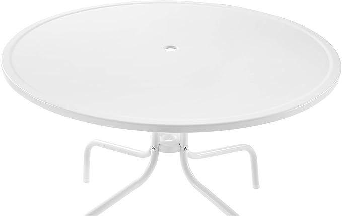 Crosley Furniture Griffith 5-Piece Outdoor Dining Set for 4, Retro Metal Round Patio Table and Chairs, White and Tangerine