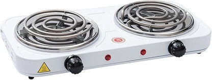 Countertop Double Burner Adjustable Temperature Kitchen Small Appliance Professional 2000W for Braising Scrambling Steaming, Heating Tube