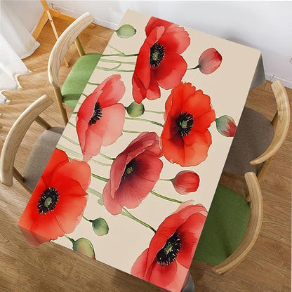 Moslion Red Poppy Tablecloth Rectangle Tablecloth 60x84 Inch