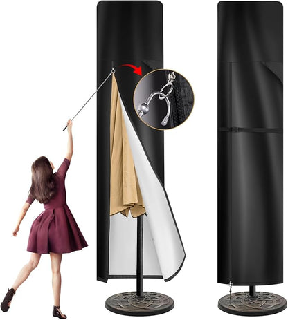 Patio Umbrella Cover for 9ft to 13ft Offset Umbrella, 420D Oxford Fabric Cantilever Umbrella Covers All-Weather Protection with Sturdy Waterproof Zipper and Top Vent