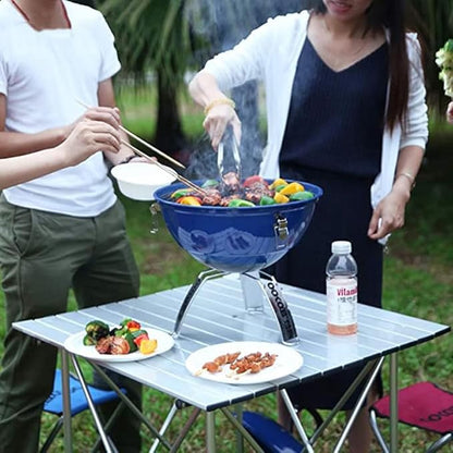 Barbecue Charcoal Grill Portable Charcoal Grill, stainless steel round oven Dual, Venting System for Outdoor Courtyard Picnic Camping Tailgating BBQ Kettle Small Folding Tabletop Grill