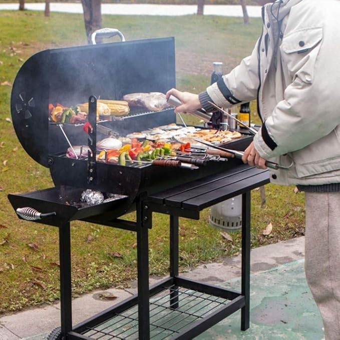 Portable Charcoal Grill Thick Stainless Steel Outdoor Barbecue Grill, Camping BBQ Grills with Stable Durable Stretchable Dining Rack,A-1