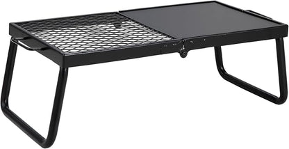 VEVOR Folding Campfire Grill, Heavy Duty Steel Mesh Grate, 22.4" Portable Camping Grates Over Fire Pit, Camp Fire Cooking Equipment with Legs Carrying Bag, Grilling Rack for Outdoor Open Flame Cooking
