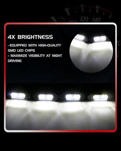 4Pcs White LED Grill Lights Kit for Toyota RAV4 2019 & up | Not Fit for Adventure/RAV4 PHEV/TRD Off Road/Prime，Black Shell, w/ Wiring Harness,Grill Led Raptor Lights