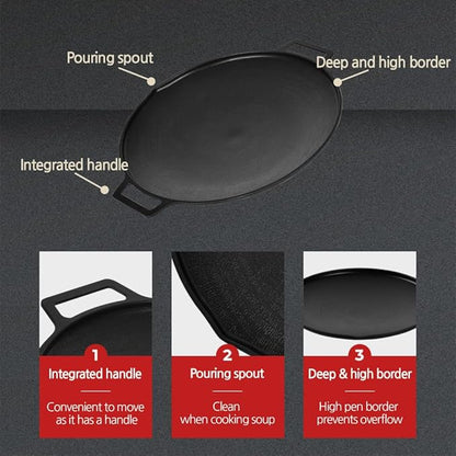 Korean BBQ B IH Griddle Grill Pan, Nonstick Coating, All Stove(Gas, Electric & Induction), Indoor Outdoor Griddle (14 IN)