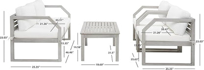 SAFAVIEH Outdoor Collection DREN Grey/Beige Cushion 4-Piece Conversation Patio Set