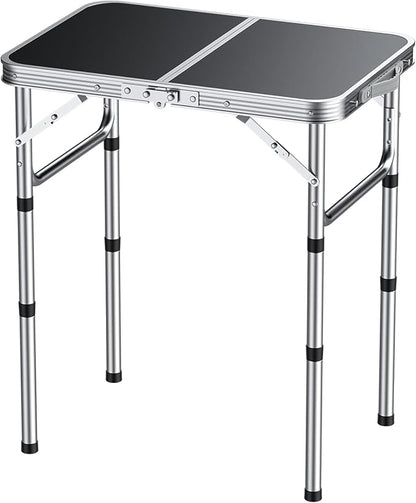 EYPINS Folding Camping Table Portable - Aluminum 22.8'' Lx15.7'' W,3 Height Adjustable Small Camping Table, Lightweight,Waterproof Outdoor Folding Table with Carry Handle for Picnic, Cooking,BBQ,Beach