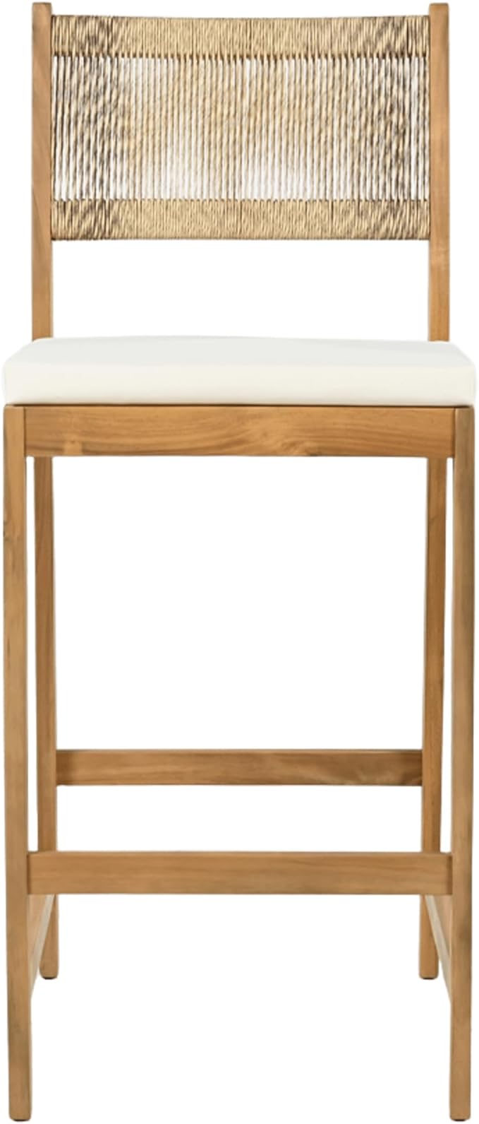 Christopher Knight Home Barron 5-Piece Acacia Wood Patio Bar Set, Patio Bar Table and Stools Set, Soft Seat Cushions, Rattan/Wicker Dining Set for Garden, Backyard, Poolside, Balcony, Teak + Beige