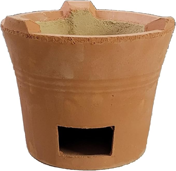 Red Clay Charcoal Stove, Camping Clay Stove, Outdoor Pottery Barbecue Stove, Clay Grilling Stove, Home Heating Stove, Camping Barbecue Tool for Outdoor, Tea Room, Indoor(19x15cm/7.5x6in)