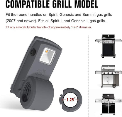 Up LED Barbecue Handle Grill 'N Go Light - Fits Current Spirit, Genesis and Summit Grills - Gift Grey