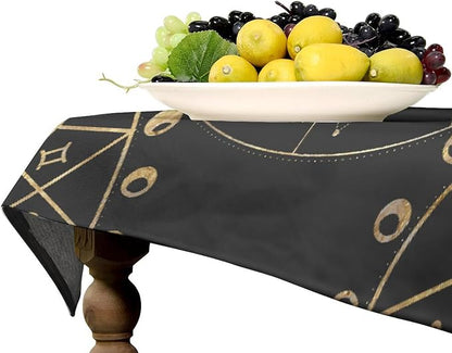 Retro Sun Moon Phases Tablecloth Vintage Star Magical Galaxy Space Table Cloth Water Resistant Wipeable Table Cover for Farmhouse Picnic Party Holiday Kitchen Dinner Table 60"x110"