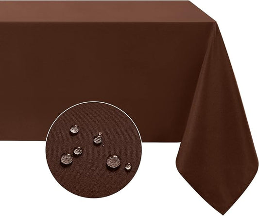 Softalker Rectangle Tablecloth, Waterproof Table Cloths Wrinkle Free Fabric Washable Polyester Table Cover for Dining Tables Party Outdoor Camping Parties Buffet - 60 x 120 inch, Chocolate