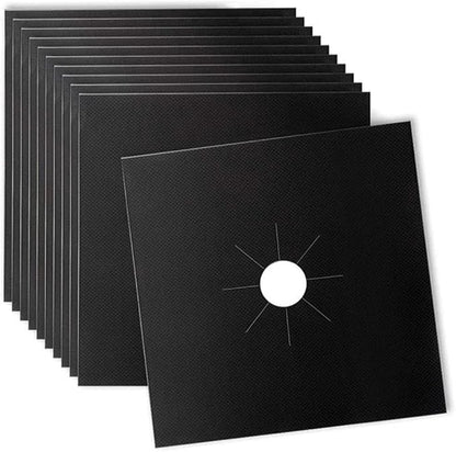 Stove Burner Covers - Gas Stove Protector, Black 0.3mm Double Thickness, Reusable, Non Stick, Easy to Clean Liners for Kitchen. Stove top Covers Gas Burners BPA Free,Can Cut to fit any Stove(10 Packs)