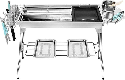 Portable Charcoal Grill for Camping BBQ Grills Outdoor Barbecue Grill with Thick Stainless Steel, Folding Picnic Shelf for Home Kitchen Picnic,A-1