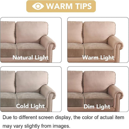 H.VERSAILTEX Velvet Stretch Couch Cushion Cover Plush Cushion Slipcover for Chair Loveseat Sofa Cushion Furniture Protector Seat Cushion Sofa Cover (2 Piece Large Sofa Cushion Covers, Taupe)