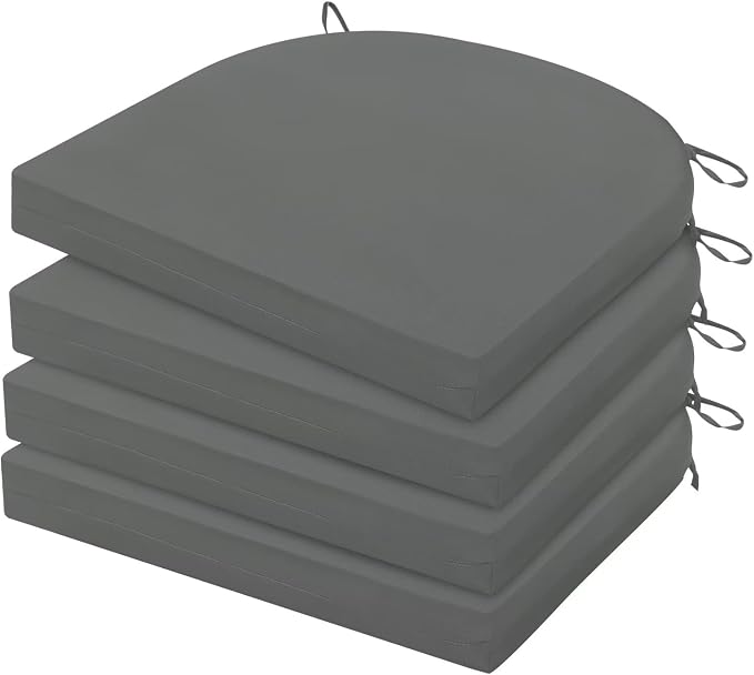 HARBOREST Outdoor Chair Cushions Set of 4, Water Resistant Patio Chair Cushions with Ties, Outdoor Seat Cushions for Patio Furniture, 17"x16"x2", Dark Grey