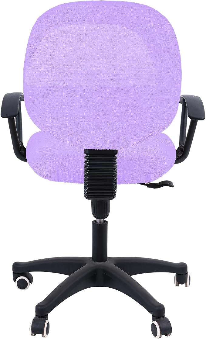 Smiry Office Computer Chair Covers for Desk Rotating Chair Protector | Stretch Jacquard Removable Washable Universal Slipcovers, Seat + Backrest Cover, Lavender