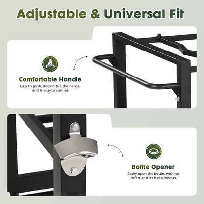 Outdoor Grill Table for Big Green Egg, BBQ Cart with Lockable Wheels | Suitable for Various Sizes of Green Egg Nest Grill Racks, Storage Rack & Bottle Opener, Prep Cooking Station for Party, Black