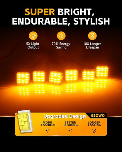 6 Pcs Grill Lights for 2024 2025 Toyo-ta Land Cruiser Prado LC250 J250, Toyo-ta LED Upgrade Grille Lights, Amber Lighting
