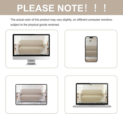 Reversible Loveseat Couch Sofa Covers, 2-Seater, Sand/Beige | Loveseat Covers for Dogs Water Repellent, Friendly Furniture Protector with Elastic Straps for Living Room