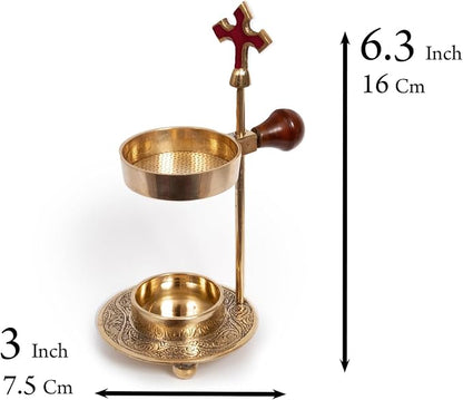 Christian Incense Burner, Cross Incense Holder - Tea Light Candle or Charcoal Resin Heated for Home Decor, Beautiful Adjustable Design for Worship and Spiritual Gifts, Offering a Calming Atmosphere.
