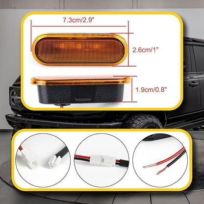 LED Grill Lights for Ford Bronco 2021 2022 2023 2024 2025 2/4-Door Badlands Wildtrak Everglades, Amber OEM Grille Lamps Kit Bronco Accessories(3 PCS)