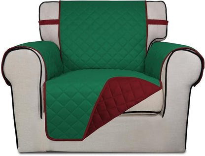 PureFit Reversible Chair Sofa Cover Dog Couch Covers for Sofa, 25.5 in | Green/Red, Water Resistant Couch Protector, Washable Pet Couch Cover with Non Slip and Elastic Straps For Kids
