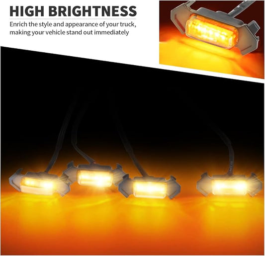 Grille Lights with Fuse for Toyota Tacoma TRD PRO Front Grille 2016 2017 2018 2019 2020 2021 2022 2023 (4PCS, Amber Yellow)
