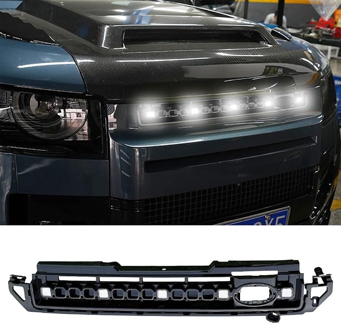 LED Grille Light Front Grille Trim Strips for Land Rover Defender 90 110 130 2020-2023 2024 2025 Accessories (White Light)