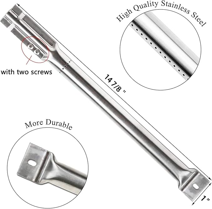 Hisencn Repair Kit for Master Forge 1010037, 1010048 Gas Grill Models, Stainless Steel Burners, Stainless Steel Heat Plates Replacement Parts, Grill Replacement Parts for Master Forge