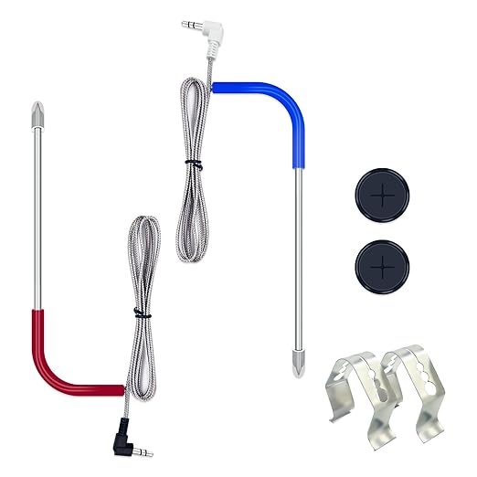 2-Pack Replacement Meat Temperature Probe Kit Compatible with Traeger Pellet Grills & Smokers – 3.5mm Plug Food Thermometer Sensor (Replaces BAC431), 1000°F Heavy Duty Braided Wire