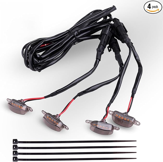 LED Front Grille Position Light, Side Marker Assemblies, Amber | For Ford F150 F250 F350 and Ram 1500, Exterior, 2004-2019